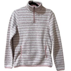 THREAD & SUPPLY Long Sleeve Quarter Zip Striped Pullover Pink Cream Size Small